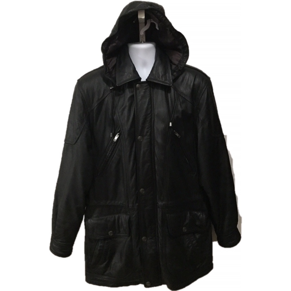 Wilson's Car Length Leather Coat Removable Hood